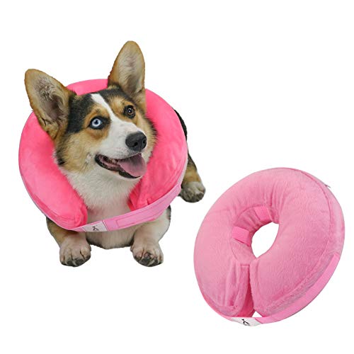 XHE Adjustable Inflatable Dog Cone Collar, Soft Protective Pet