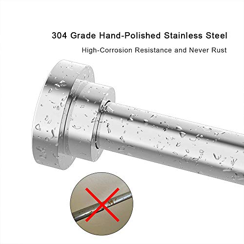 Allrier Tension Shower Curtain Rod - Never Rust Never Collapse Adjustable Spring Curtain Rod for Bathroom, Kitchen, Wardrobe, Closet, Doorway, No Drilling Stainless Steel Curtain Rod, 41-74" Chrome