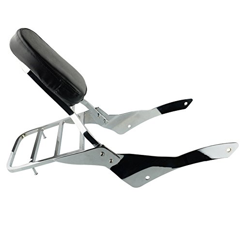 Chrome Motorcycle Chrome Backrest Sissy Bar With Luggage Rack Backrest Pad For Yamaha V-Star Vstar 650 400 Custom 1996-2011