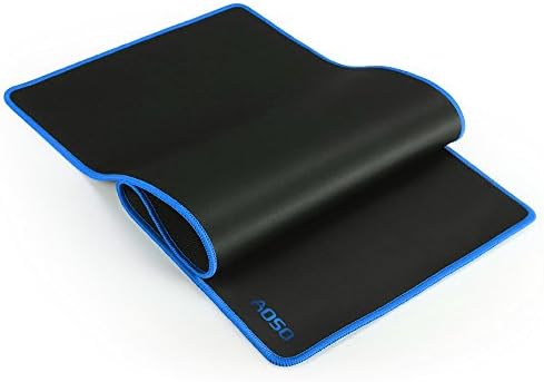 AOSO Large-Size Gaming Mouse Pad with Special-Textured Surface, Silky Smooth, Non-Slip Backing, Waterproof Surface &amp; Stitched Edges(Blue)