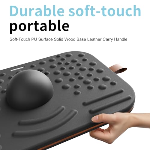 Balance Board, 360 Degree Wobble Balance Board for Adults, 2-in-1 Double-Sided Anti-Fatigue Mat & Stability Trainer for Standing Desk, Home Fitness or Office, Premium Faux Leather & Solid Wood