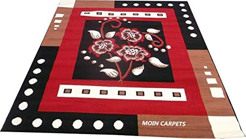 Moin Carpets Floral Traditional Carpet (Black, Acrylic, 5 X 7 Feet)