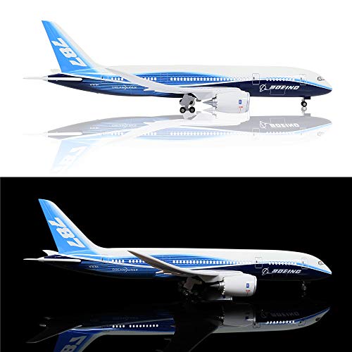 24-Hours 18” 1:130 Scale Model Jet Boeing 787 Aircraft Model Kits Display Diecast Airplane for Adults with LED Light(Touch or Sound Control)