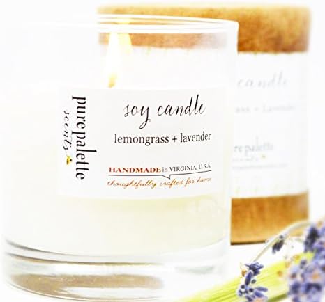 Lemongrass Lavender Natural Scented Soy Candle in Glass Jar | Handmade in Historic Occoquan, Virginia