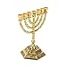 singlotat 12 Tribes of Israel Jerusalem Temple Menorah,7 Branch Hexagonal Base Jewish Candle Holder, Holy Land Gift (Menorah)