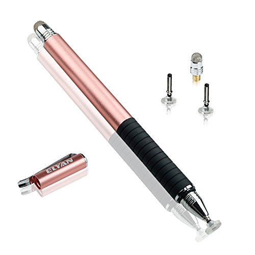 EYLAN Capacitive Stylus Pen,Disc Tip & Fiber Tip 2in1 Series, High Sensitivity & Precision styli Pens, Universal for Tablet and Touch Screens Devices (Rose Gold)