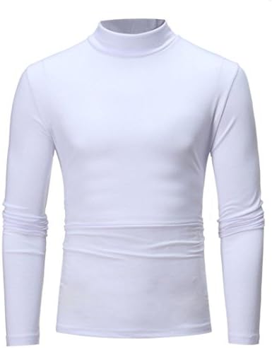 Daylin Newest Personality Men's Autumn Winter Daily Large Size Striped Turtleneck Pure Color Long Sleeve T-Shirt Top Blouse M~3XL