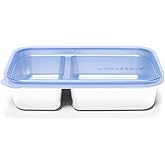 U Konserve Stainless Steel Rectangle Divided Food Storage Bento Box Container, Leak Proof Silicone Lid Dishwasher Safe - Plastic Free, (28oz Cosmic Blue)