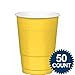 Amscan Big Party Pack Sunshine Yellow Plastic Cups | 12 oz. | Pack of 50 | Party Supply
