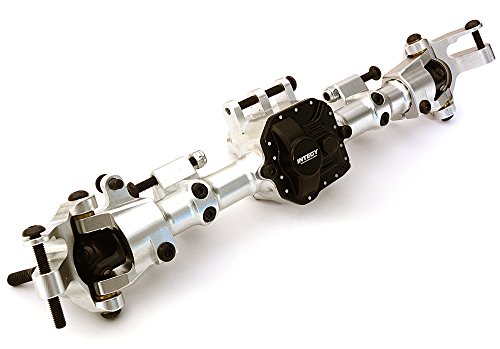 Integy RC Model Hop-ups C27213SILVERBLACK Billet Machined Complete Front Axle Assembly w/Internals for Axial 1/10 SCX10 II