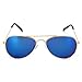 Kids Junior Aviator Classic Sunglasses Metal Frame Reflective Lenses By Comcl (Blue Flash, 52)