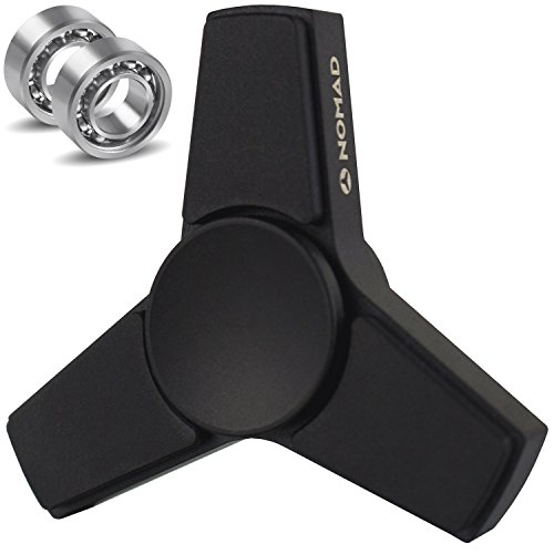 Metal Fidget Spinner Toy Prime - Quiet Tri Figit Spinner - R188 Hybrid Ceramic Bearings â€“ Cool Fidget Spinner Prime - Stress Relief ADHD Fidget Toys - Black Nomad Pro Q4 Hand Spinner (Black)