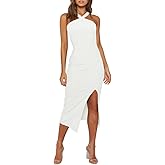 Owin Women 2026 Sexy Halter Cocktail Wedding Guest Dresses High Waist Bodycon Side Split Formal Party Midi Dress