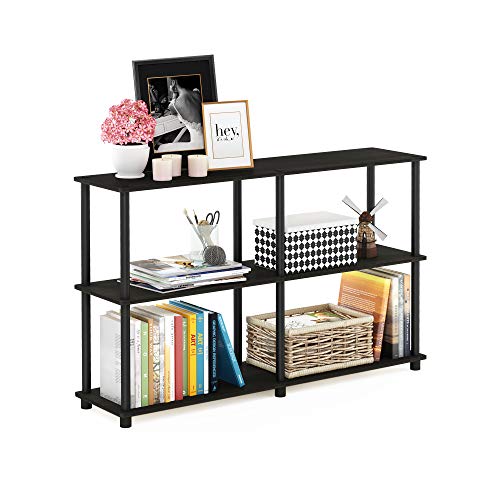 Furinno Turn-N-Tube 3-Tier Double Size Storage Display Rack, Espresso/Black, Plastic Pole 2 x 2