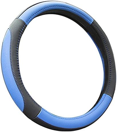 Black and Blue Universal Anti Slip Microfiber Leather Auto Car Steering Wheel Cover 15 inch/38cm Stable Heat Resistant