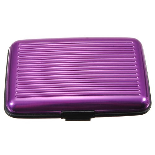So Beauty 1pcs Business ID Credit Card Holder Wallet Aluminum Metal Case Box (Purple)