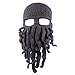 FREE FISHER Men's Head Barbarian Vagabond Beanie Original Foldaway Beard Octopus Pirate Hats Bearded Caps Gray