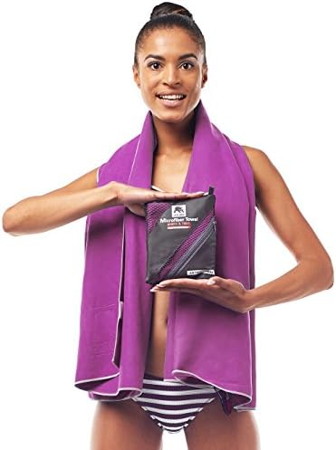 Microfiber Towel by Zergano | Sports and Travel, Quick Drying Towel | Super Absorbent and Antibacterial (Dark Purple, Large)