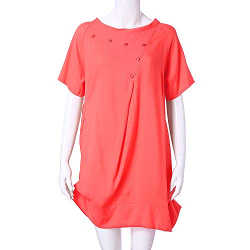 Women's Short Sleeve Round Neck KIKOY Summer Beach Casual Flared Midi Dress - Thumbnail 3