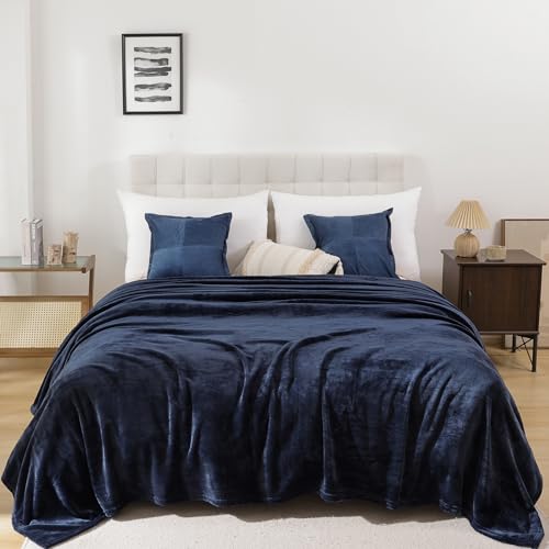 Navy Fleece Throw Blanket Twin Size Reversible Design for Couch,Soft Cozy at Amazon