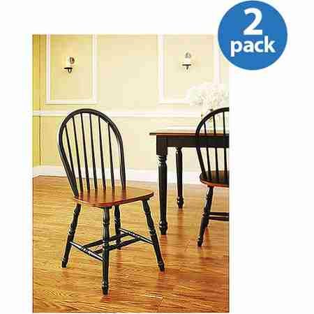 Better Homes and Gardens Autumn Lane Windsor Chairs, Set of 2, Black and Oak