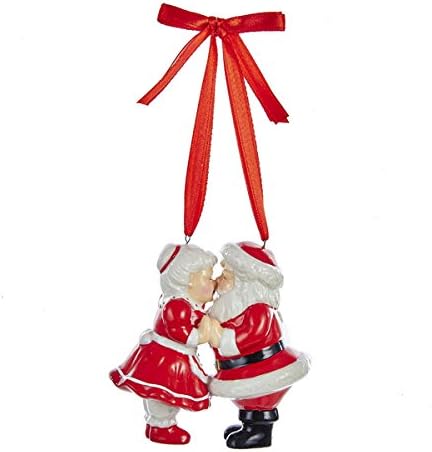 Kurt Adler Porcelain Kissing Santa And Mrs Claus Christmas Ornament
