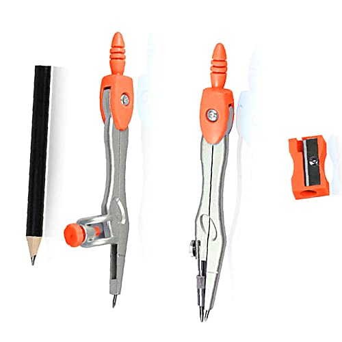 CHUKCHI Geometry Kit, 10 Pieces Math Supplies Kit with Rulers, Protractor, Compass, Pencil Lead Refills, Pencil, Eraser, Used for Drawing Measurement and Geometry Learning （Orange）