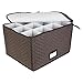 Richards Homewares Quilted Microfiber Wine Glass Goblets Storage Chest, Brown (Holds 12 Glasses)