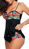 Imilan Women's Sports Swimwear Tankini Top Brief Bottom Mesh Beachwear Swimsuit