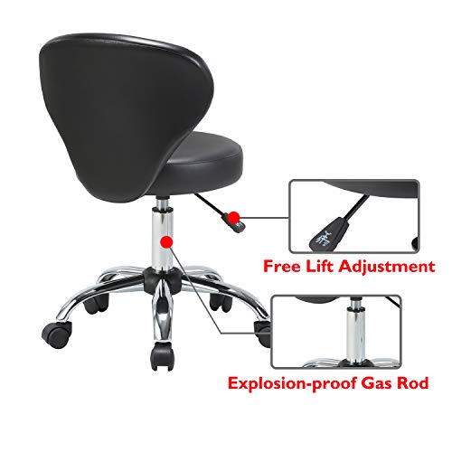 KLASIKA Rolling Swivel Salon Stool Chair with Back Support Adjustable Hydraulic for Office Massage Facial Spa Medical Drafting Tattoo Beauty Barber 4 Pack
