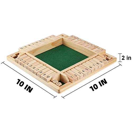 Shut The Box Dice Game, Wooden Mathematic Traditional Pub Board Dice