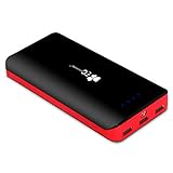 Batería Externa EC Technology 22400mAh Alta Capacidad Batería Externa Portátil, Power Bank, 3 Puertos Cargador Movil Portátil Carga rápida con una Linterna LED para iPhone, iPad, iPod, Samsung, Tablet PC, HTC,y otros dispositivos-negro y rojo