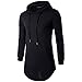 Keybur Mens Hipster Hip Hop Longline Classic Pullover Long Sleeve Hoodies Fashion Sweatshirt (XL, Black)