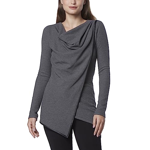 Andrew Marc Sport Women's Long Sleeve Asymmetrical Thermal Tunic with Faux Leat…