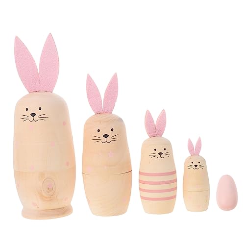 Milisten 1Set Rabbit Matryoshka Nesting Dolls Educational for Unique Home Office Ornaments Easter Birthday