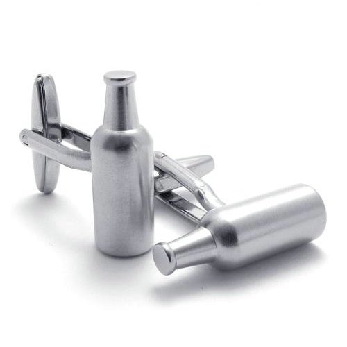 jonline24h 2pcs Classic Personalized Beer Bottle Shirts Men's Cufflinks, Color Silver, 1 Pair Set