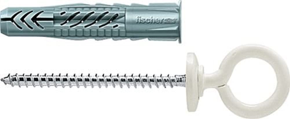 fischer Universal Plug UX 8 x 50 OH N with Rim, Eye Hook White