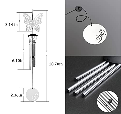 Small Wind Chimes for Outside Deep Tone 4 Tube Music Windchimes Outdoor Clearance Meditation Gifts for Patio Garden Yard Home Decor (Butterflies)
