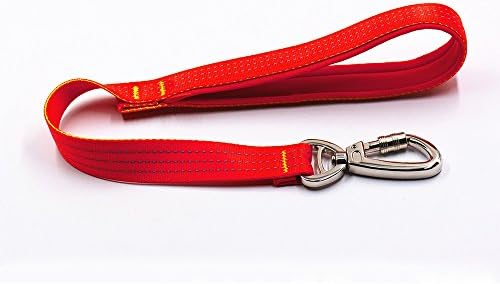 Short Dog Leash with Padded Handle Wide 1.1inch for Large heavy Big dogs Nylon Black Red Orange (Red)
