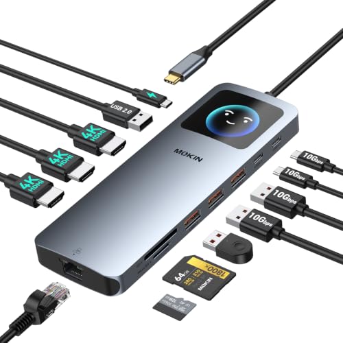 MOKiN USB C Docking Station 3 HDMI, Laptop Dockingstation Triple Display