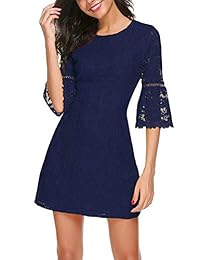 Twinklady Vestido de cóctel para mujer, manga 3 4 con diseño floral, encaje elegante