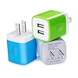 Wall Charger, Kakaly 3-Pack 2.1Amp USB Wall Adapter Dual Port Quick Charger Cube for any iOS or Android Devices: iPhone, iPad Samsung and More.Charger Base,Charger Brick ,Charger Blocks, USB Brick