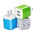 Wall Charger, Kakaly 3-Pack 2.1Amp USB Wall Adapter Dual Port Quick Charger Cube for any iOS or Android Devices: iPhone, iPad Samsung and More.Charger Base,Charger Brick ,Charger Blocks, USB Brick