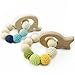 2pc Baby Teether Natural wood Teething Ring Nursing Crochet Beads Wooden Fish Elephant Rattle toy organic Baby toys