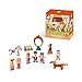 Janod Mini Story Box Toy - 11 Piece Imagination and Shape Stacking Game - Circus Painted Wooden Block Set for Imaginative Play for Ages 3+