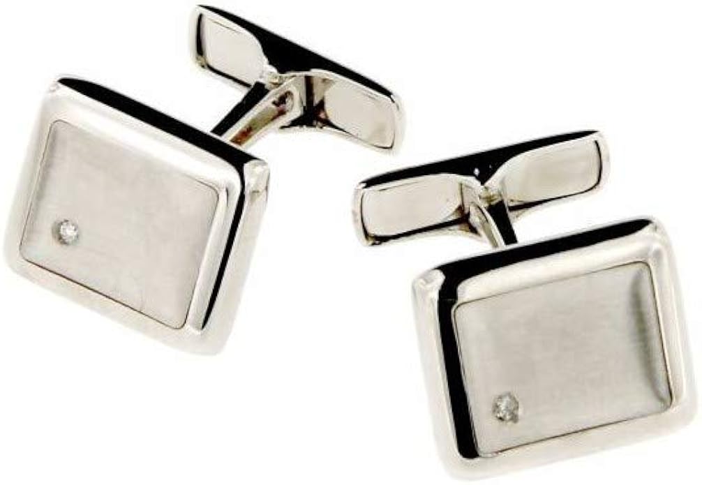 Cufflinks in White Gold and Diamonds 0.04 Ct Amazon.co.uk Jewellery