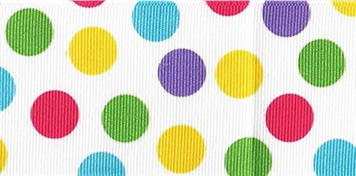 Venus Ribbon V81380 2 1/4 Inch Gumballs Printed Polyester Grosgrain Ribbon 5 yards White/Multi