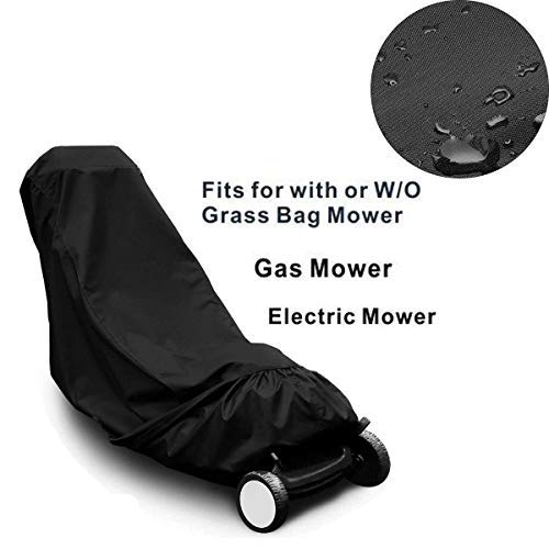 Penck Lawn Mower Cover, Waterproof 600D Polyester Oxford UV Weather Resistant Protection Windproof Heavy Duty Durable Universal Fits with Storage Bag for Your Electric Gas Push Lawn Mower