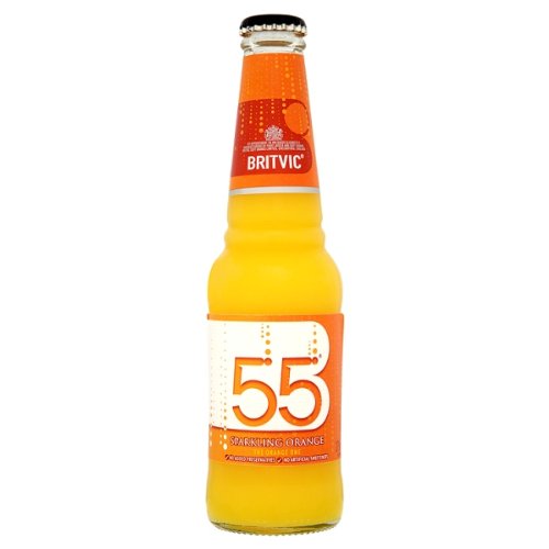 Britvic 55 Sparkling Orange Fruit Juice (24 x 275ml Glass Bottles