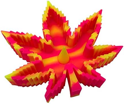 JWSJ FADA Silicone Maple Leaf Ashtray Unbreakable Decorative Tray Colorful Holder for Cigarette/Cigar/cigarillos/Blunts - Silicone Ash Tray Home Décor (Pink-Yellow)